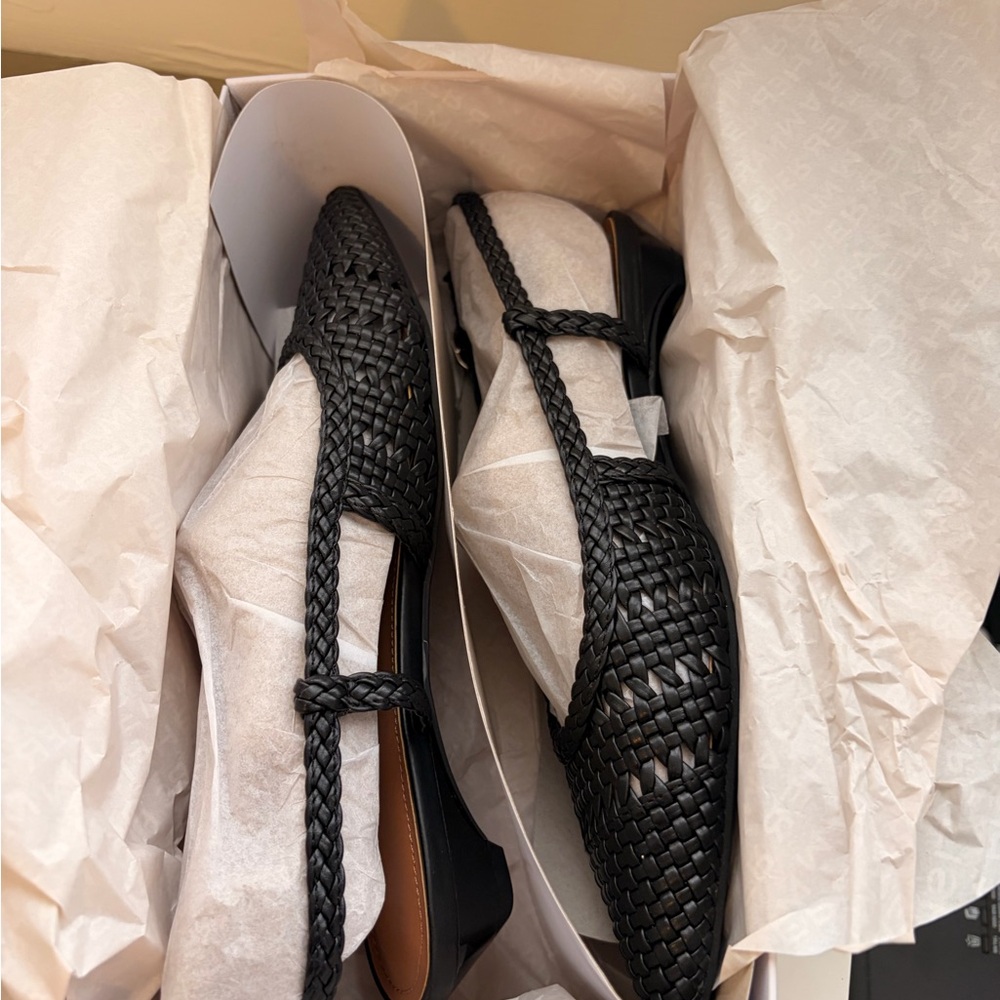 Marc Fisher Black Woven Slingback Flats - Kelysa style - Picture 11 of 14